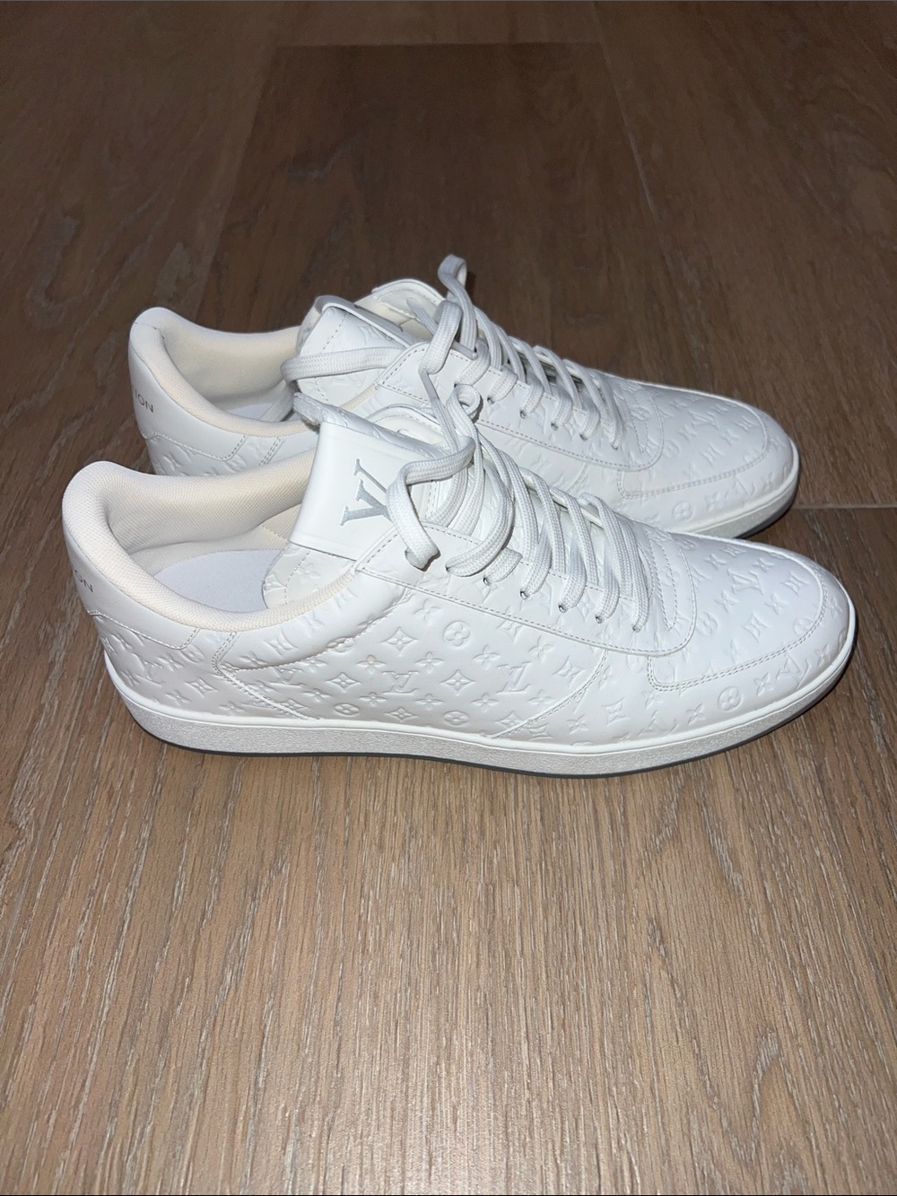 Louis Vuitton White Monogram Leather Sneakers - Men's Designer Trainers